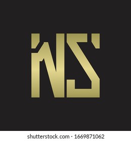 NS Logo with squere shape design template with gold colors