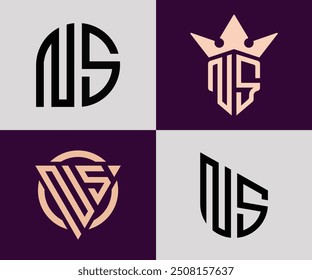 NS modern initial letter logo design vector bundle. It will be suitable for which company or brand name start those initial.