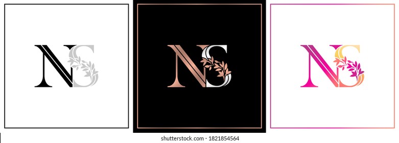 NS monogram, NS initial wedding, NS logo company, NS icon business, corporate sign with variation three colors designs for 
alphabetical marriage name, brand name, initial couple, font letter symbolic