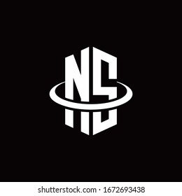 NS monogram logo in a hexagon style and surrounded by a ring