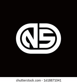 NS monogram logo with an oval style on a black background	