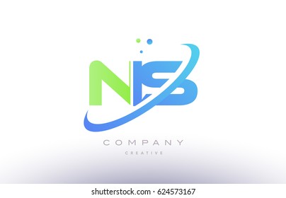 ns n s alphabet green blue swoosh letter company logo vector icon design template