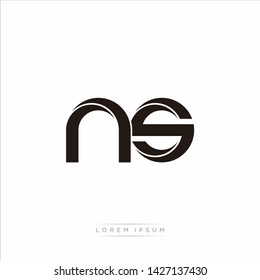 ns n s Initial Letter Split Lowercase Modern Monogram linked outline rounded logo