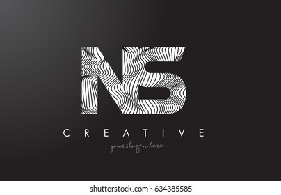 NS N S Letter Logo with Zebra Lines Texture Design Vector Illustration.