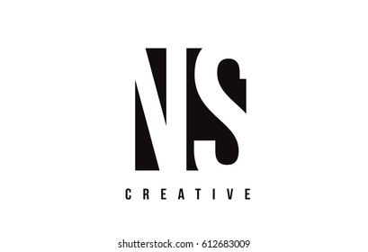 NS N S White Letter Logo Design with Black Square Vector Illustration Template.