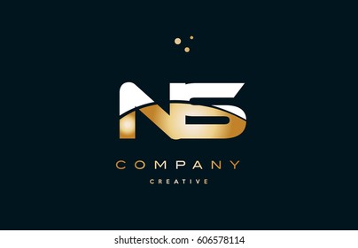 ns n s  white yellow gold golden metal metallic luxury alphabet company letter logo design vector icon template