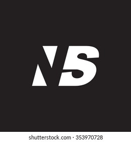 NS negative space letter logo black background
