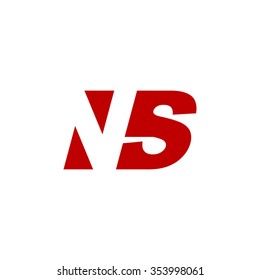 NS negative space letter logo red
