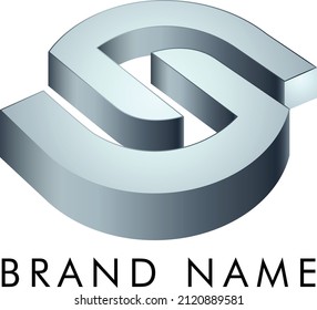 NS Shaped Metal Gradient Vector Logo