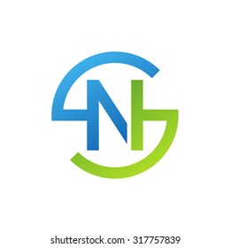 NS SN initial company circle S logo blue green