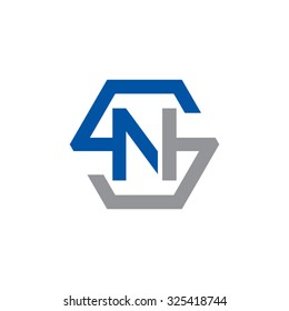 NS SN initial logo, hexagon S shape logo blue