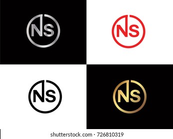 NS text gold black silver modern creative alphabet letter logo design vector icon
