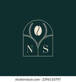 NS Unique and simple logo design combination of letters and coffee bean