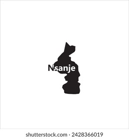 Nsanje Malawi map and black lettering design on white background