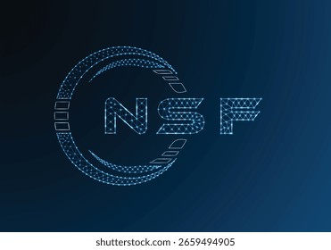 Diseño de Vector de logotipo de letra polivinílica baja NSF. Diseño de logotipo de poliéster inferior de NSF. Logotipo de poliéster bajo.