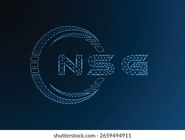 Diseño de Vector de logotipo de letra poli baja NSG. Diseño de logotipo de poliéster inferior NSG. Logotipo de poliéster bajo.