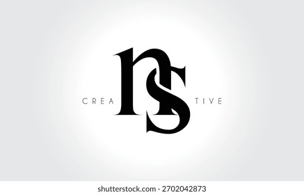 NSns Elegant Serif Monogram Logo – Letra tipográfica en minúscula de lujo para marca moderna