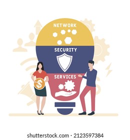 NSS - Network Security Services acronym. business concept background. vector illustration concept with keywords and icons. lettering illustration with icons for web banner, flyer, landing pag