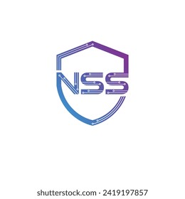 logotipo de seguridad de nss, ciber, shield, security, logo de nss, marca de texto, elementos de plantilla de diseño de iconos de logotipo, marca, marca, marca, empresa, empresa, identidad, logotipo. Diseño depurado y moderno