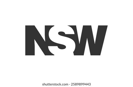 NSW logo design. Initial letter N S W bold font style for tech startups, consulting, corporate branding. Creative company name, headlines typography identity, trendy logotype. Vector illustration.