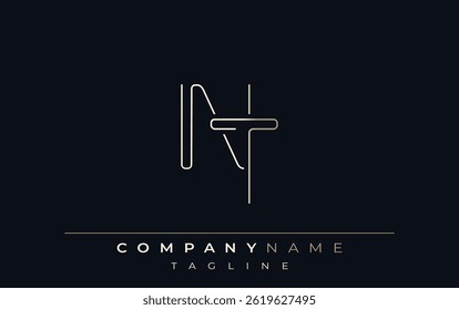 NT Abstract Line Style Logo. Minimalist Design Featuring the Letters N and T Abstract Line Style