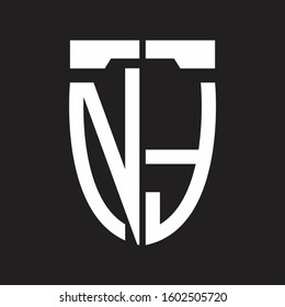 NT Abstract logo monogram with emblem style isolated on black background