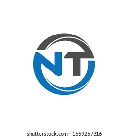 NT Circle Logo design with blue and gray.