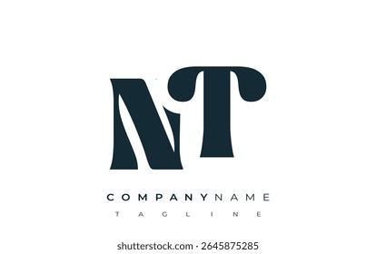NT Creative Abstract Typografy Logo Design. Elegantes Logo, das mutige Typografie und kreative Formen kombiniert, ideal für Branding- und Identitätslösungen.