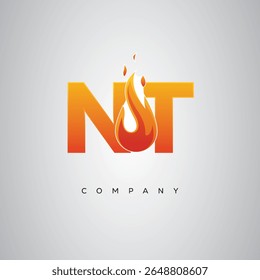 Design do logotipo da carta de fogo criativa NT