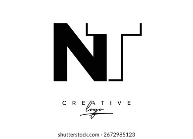 Logotipo minimalista creativo de NT Negative Space Latter con monograma moderno para marca y logotipo de marca comercial con diseño de logotipo de letras iniciales para marca.