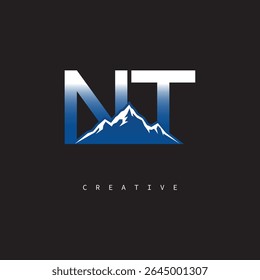NT Creative Mountain Logo Bold Gradiente Letra marca Diseño de marca para empresas Marcas al aire libre