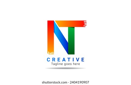 NT initial colorful creative logo design and template. Unique NT letter logo design brand identity