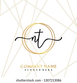 NT Initial Handwriting logo template vector
