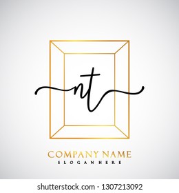 NT Initial Handwriting logo template vector