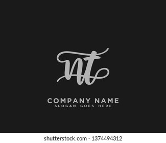 NT Initial Handwriting Logo Vector