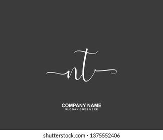 NT Initial handwriting logo vector