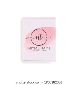 NT Initial handwriting logo vector. Hand lettering Watercolor background for designs.