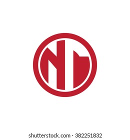 NT initial letters circle business logo red
