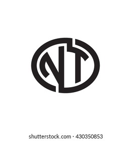 NT initial letters looping linked ellipse monogram logo