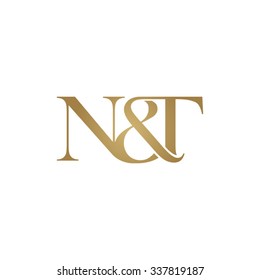 N&T Initial logo. Ampersand monogram golden logo