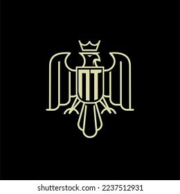 NT initial monogram logo for eagle  crown image vector design