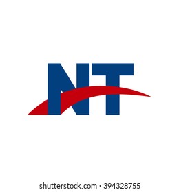NT initial overlapping swoosh letter logo blue red
