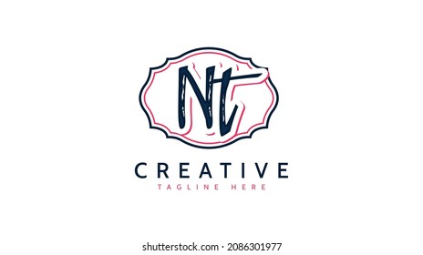 Nt Initials, handwriting logo vector