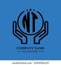 NT initials held within hands, symbolizing trust and protection. The circle represents unity, while stars highlight excellence and ambition.