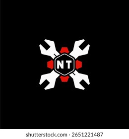NT Initiales Vektor Stok Otomotif Logo Design