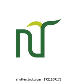 NT letter with Leaf logo design vector
