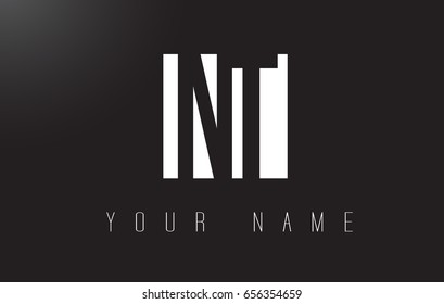 NT Letter Logo With Black and White Letters Negative Space Design.