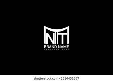 Design do logotipo da letra NT. Letras iniciais Ícone do logotipo do NT. Letra abstrata NT N T modelo de design de logotipo mínimo. Vetor de design de letra N T com cores pretas. Logotipo do NT;