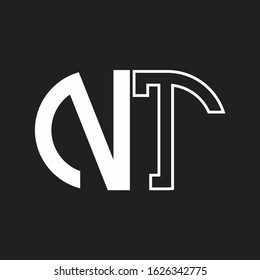 NT Letter logo monogram with oval shape negative space design template