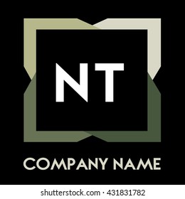 NT letters business logo creative  icon design template elements in abstract background logo, design identity in square with four colors, modern alphabet letters